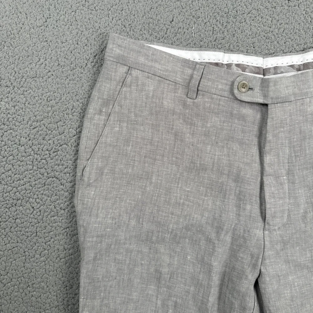 Joseph Abboud 100% Linen Pants Men 38x28* Grey Straight Leg Lined Breathable